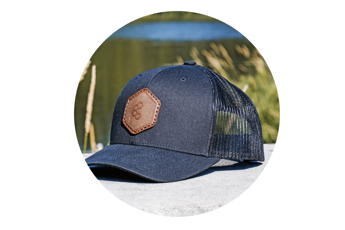 Crustology^ Leather Patch Trucker Hat